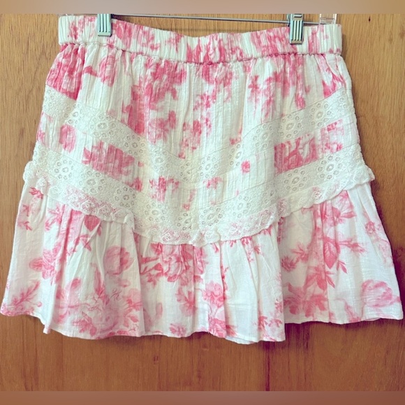 Love Shack Fancy Cove Miniskirt
White with pink floral design - Picture 2 of 9